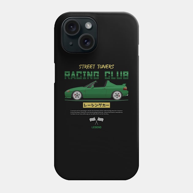 Street Tuners Green Del Sol JDM Phone Case by GoldenTuners