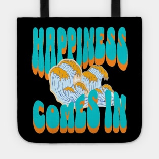 Happiness Comes In Waves, Hello Summer Vintage Funny Surfer Riding Surf Surfing Lover Gifts Tote