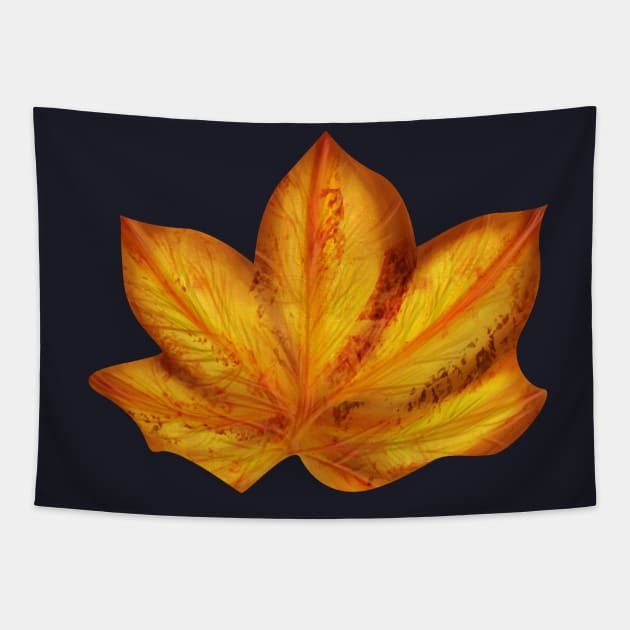 Orange autumn leaves Tapestry by Salma Ismail