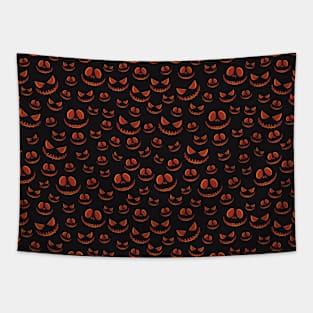 Orange and Black Halloween Pumpkin Eyes Pattern Tapestry