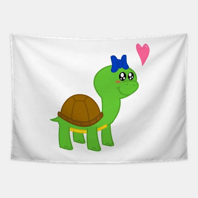 Turtle Love Girl Tapestry by Dromus