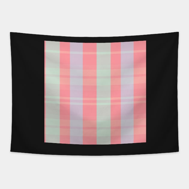 Pastel Aesthetic Evander 1 Hand Drawn Textured Plaid Pattern Tapestry by GenAumonier