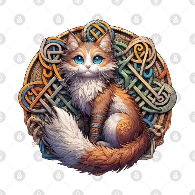 Funny Viking Warrior Cat Norse Mythology Anime by TomFrontierArt