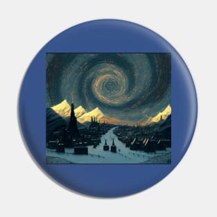 Starry Night Over Hogsmeade Village Pin