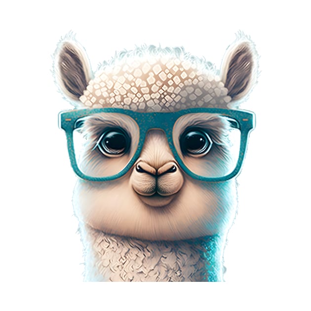 Clever cute cartoon - Lama,Alpaka with glasses by MLArtifex