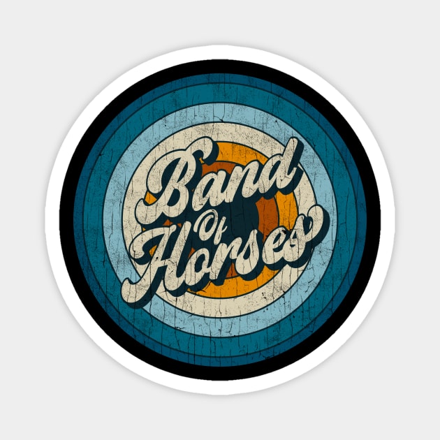 Band Of Horses - Retro Circle Vintage Magnet by Skeletownn