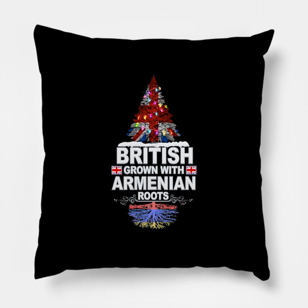 British Grown With Armenian Roots - Gift for Armenian With Roots From Armenia Pillow by Country Flags