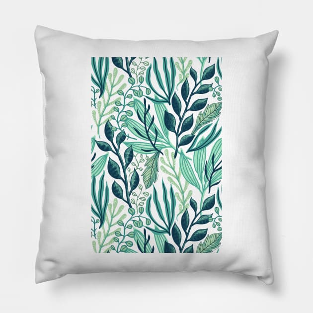 Green Foliage Pattern Pillow by kriitiika