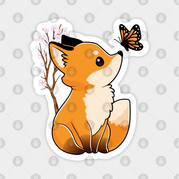 Fox and Butterfly Magnet by GoshWow®