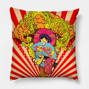 Skull Geisha Pillow