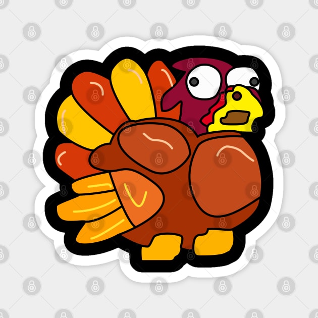 Chicken Turkey (eyes that look to the right, left and facing the right side) - Thanksgiving Magnet by LAST-MERCH