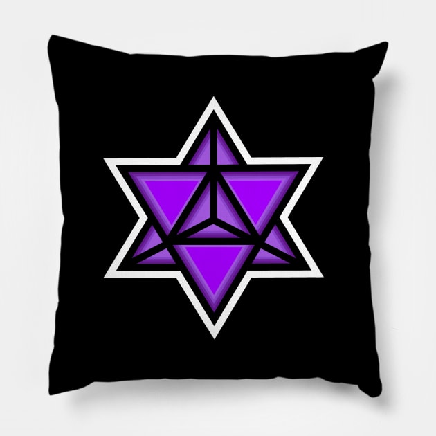 Merkaba Spiritual Symbol in Purple - Sacred Geometry Merkabah Shape - Merkaba Pillow by Bleeding Red Paint