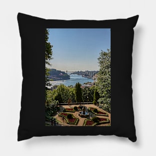 Porto - view towards the Ponte da Arrábida bridge Pillow