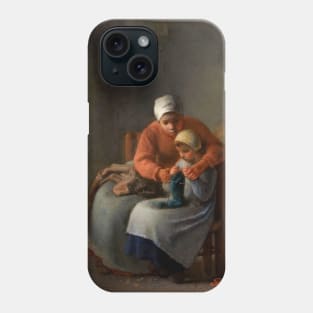 The Knitting Lesson by Jean-Francois Millet Phone Case