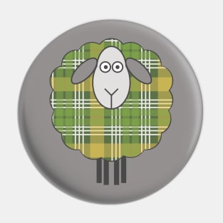 Scottish Green and Yellow Tartan Patterned Sheep Pin