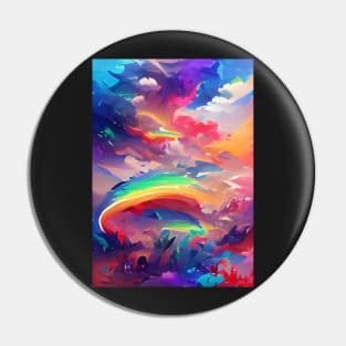 ABSTRACT RAINBOW WITH STORM CLOUDS GATHERING Pin