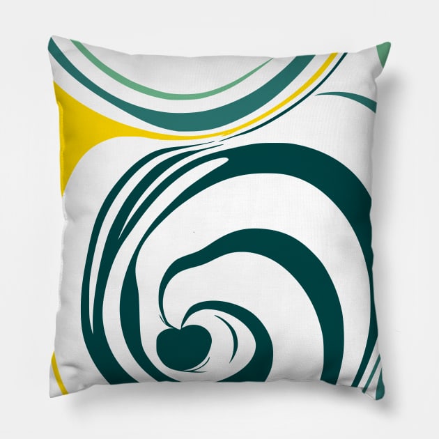 Spiral Green Yellow Abstract art Pillow by Golptika Design