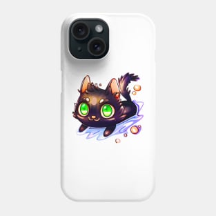 Black cat swimming Phone Case