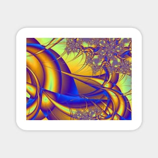 Blue and Gold Fractal Pattern Magnet