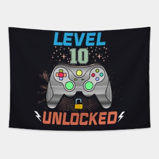 Level 10 Unlocked 10th Birthday Gamer Gifts 10 Year Old Boys Tapestry