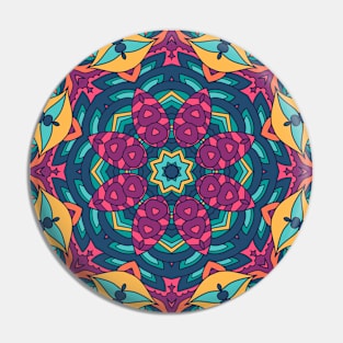 Colorful Indian Mexican Ethnic Oriental Rug Mandala Boho Pattern Pin