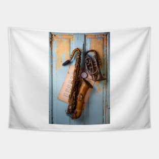 Rustic Saxophone And Pocket Watch Tapestry