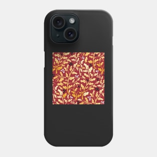 Red and Gold Christmas Holly leaves and berries pattern Phone Case