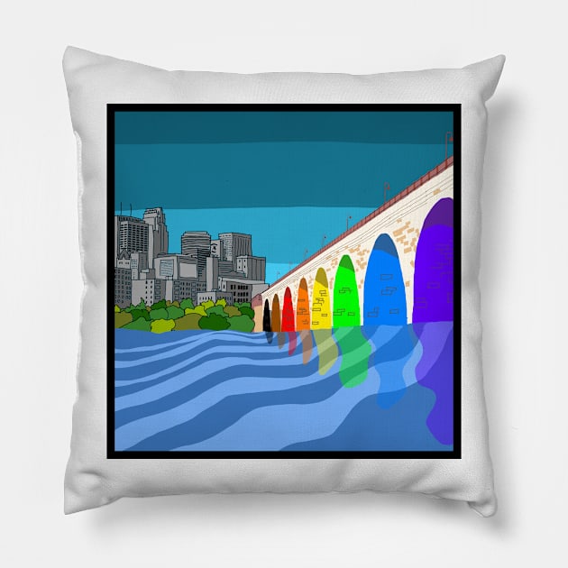 Stone Arch Bridge Pride Pillow by andybirkey