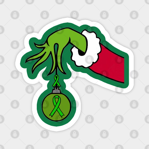 The Mean Green One holding a Awareness Ribbon Christmas ball (Green) Magnet by CaitlynConnor