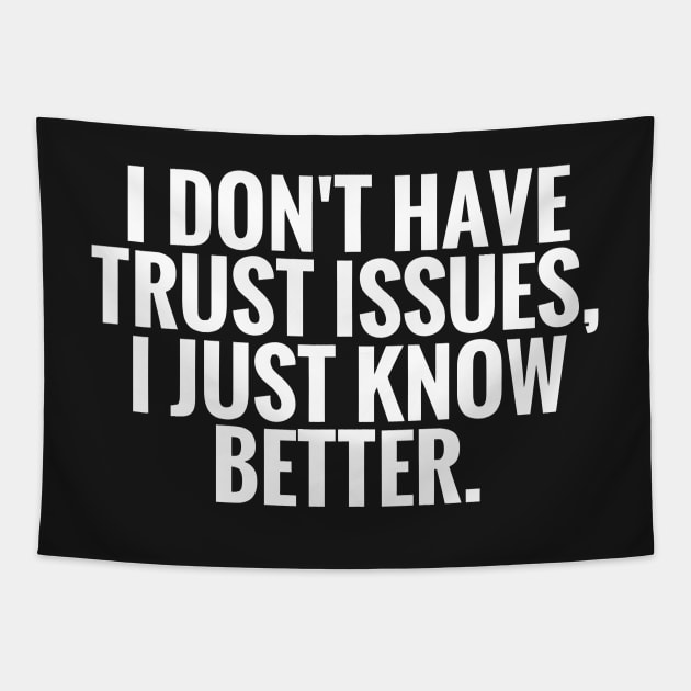 I Dont Have Trust Issues, I Just Know Better funny Tapestry by styleandlife