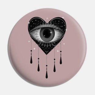 Black heart crying crystals (on pink background) Pin