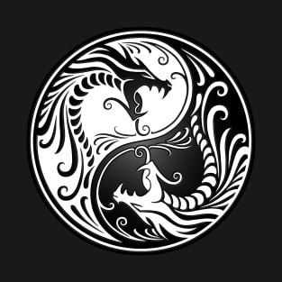 White and Black Yin Yang Dragons T-Shirt