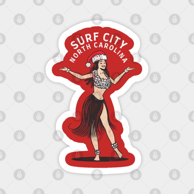 Surf City, NC Christmas Vacationing Holiday Hula Girl Magnet by Contentarama