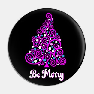 Doodle Christmas Tree "Be Merry" - Barbie Style Colors, Pin