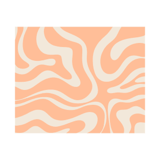 Peach Abstract Modern Retro Liquid Swirl Pastel Pattern T-Shirt