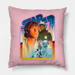 Hero (pink starfield, desert border) Pillow