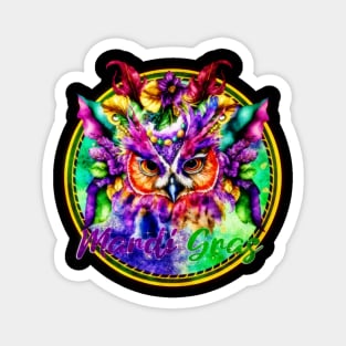 Mardi Gras 2023 Festive Owl Design Magnet