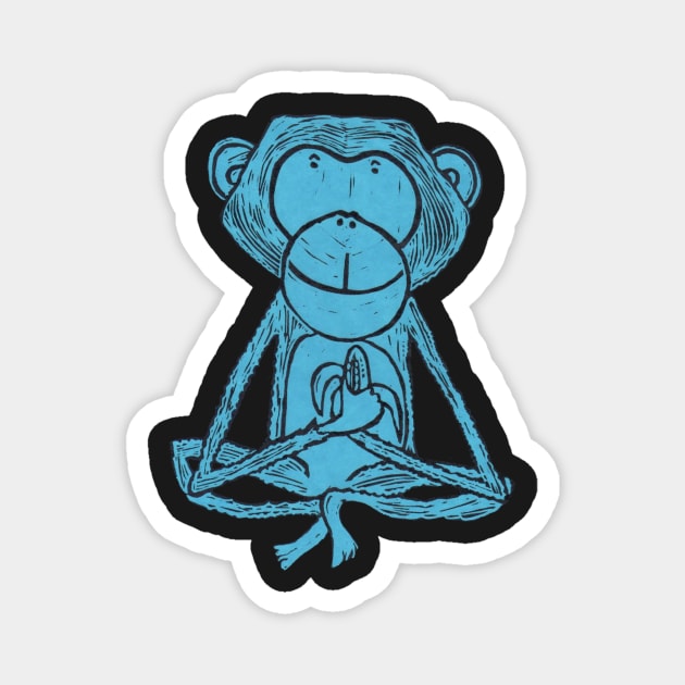 Monkey, Cheeky Monkey, blue Magnet by krisevansart