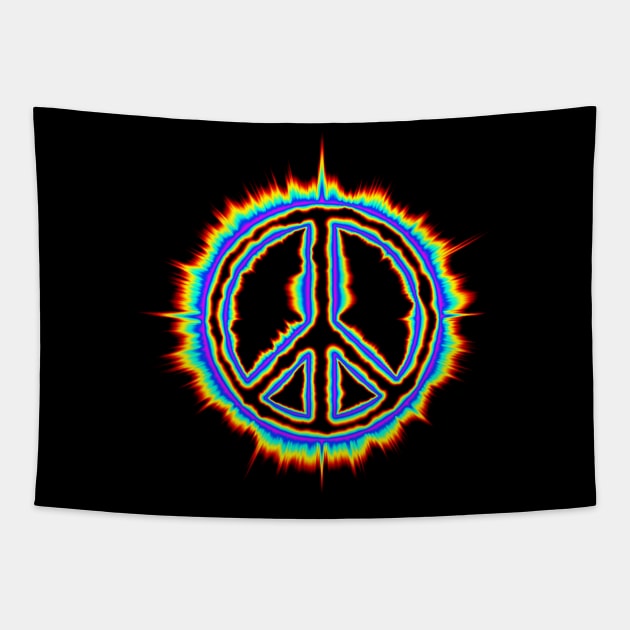 Psychedelic Peace sign Tapestry by DrewskiDesignz