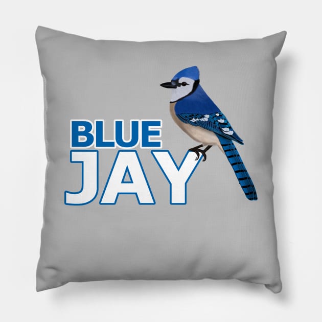 jz.birds Blue Jay Bird Watching Birder Design Pillow by jzbirds