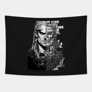 He Who Fights Monsters - Friedrich Nietzsche - Black - Fantasy Witcher Tapestry