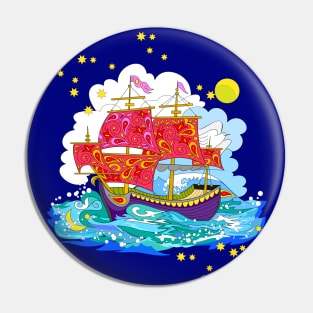 Medieval sailboat from fairyland Pin