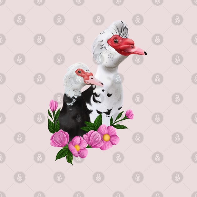 Muscovy duck couple by Jurassic Ink