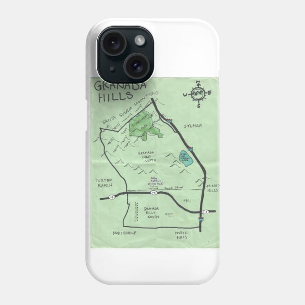 Granada Hills Phone Case by PendersleighAndSonsCartography