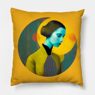 Enigmatic Beauty: Abstract Girl Painting of a Pretty Woman Pillow