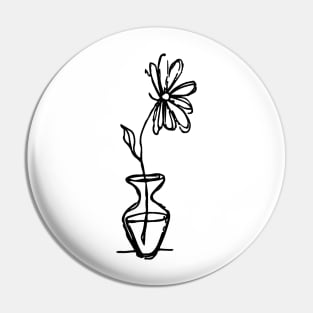 Flower In Vase Doodle Black Pin