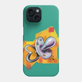 new school pacifier illustration on squared backgorund Phone Case