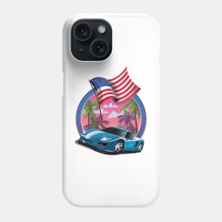 USA Blue sports car Phone Case