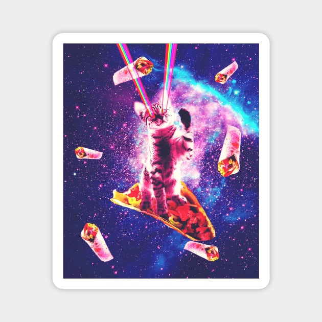 Outer Space Taco Cat - Rainbow Laser Eyes, Burrito Magnet by Random Galaxy