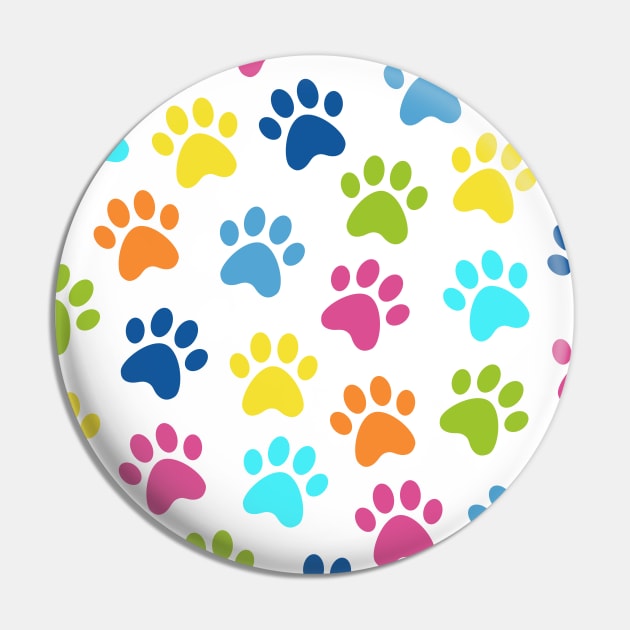 Paw Print Pattern Multicolored Pin by NataliePaskell